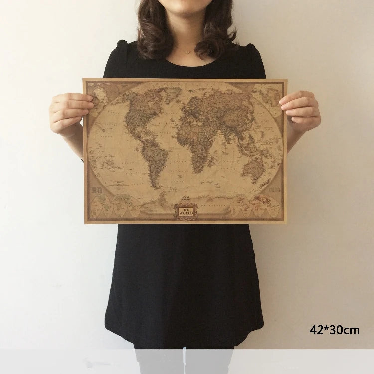 Vintage World Map Poster with antique design for home decor