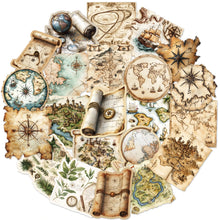 Vintage World Map Stickers on a water bottle for scrapbooking decor