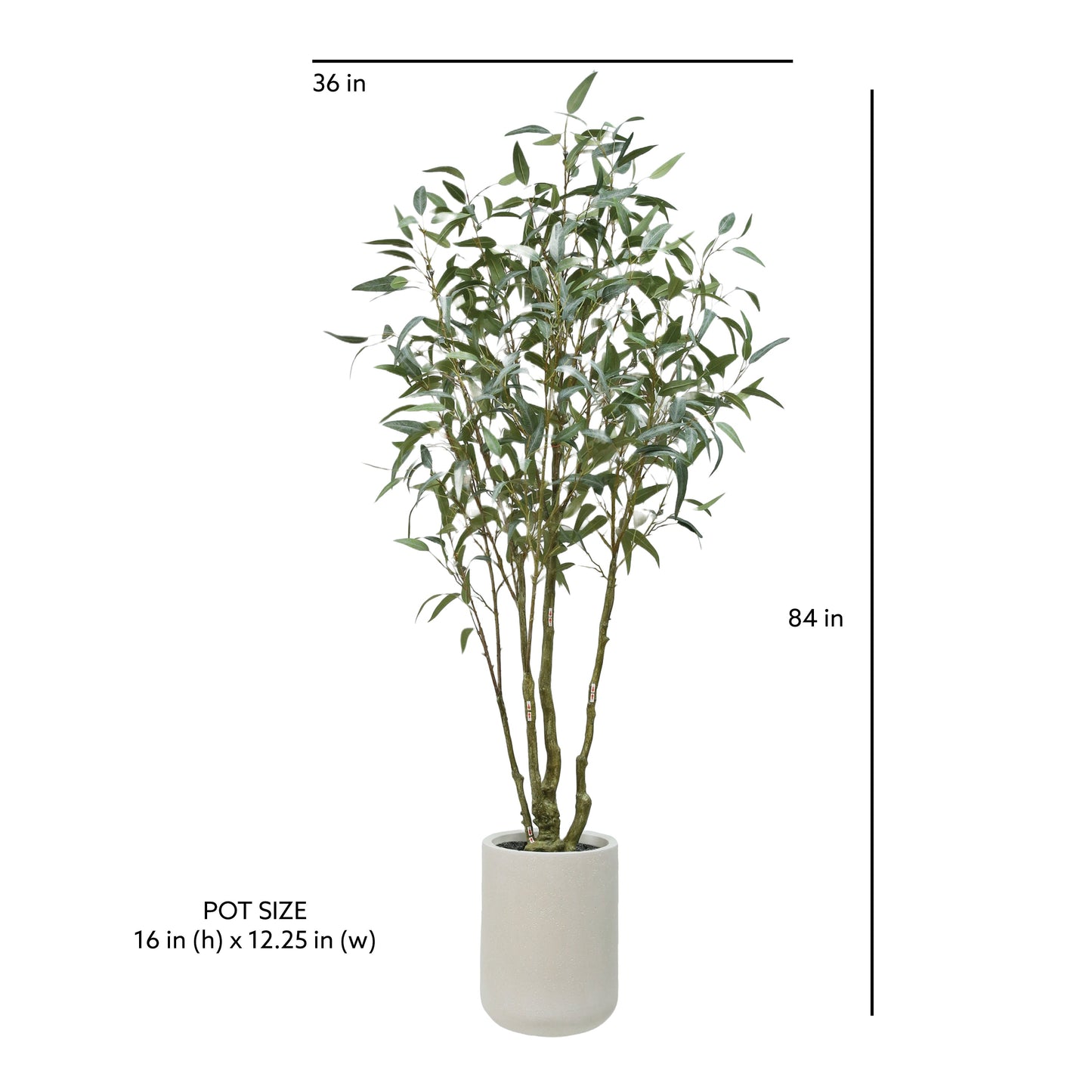 Artificial Willow Eucalyptus Tree 7' with Artisan Planter