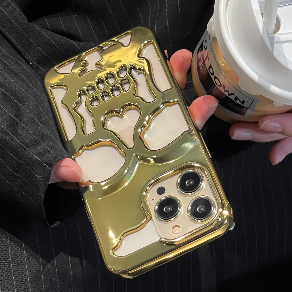 Hollow 3d Skull Callous Phone Case For iPhone 14