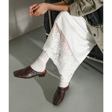 Washed Leather Square Toe Mules