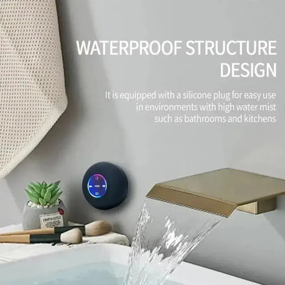Waterproof Bluetooth shower speaker with LED lights and suction cup wall mount