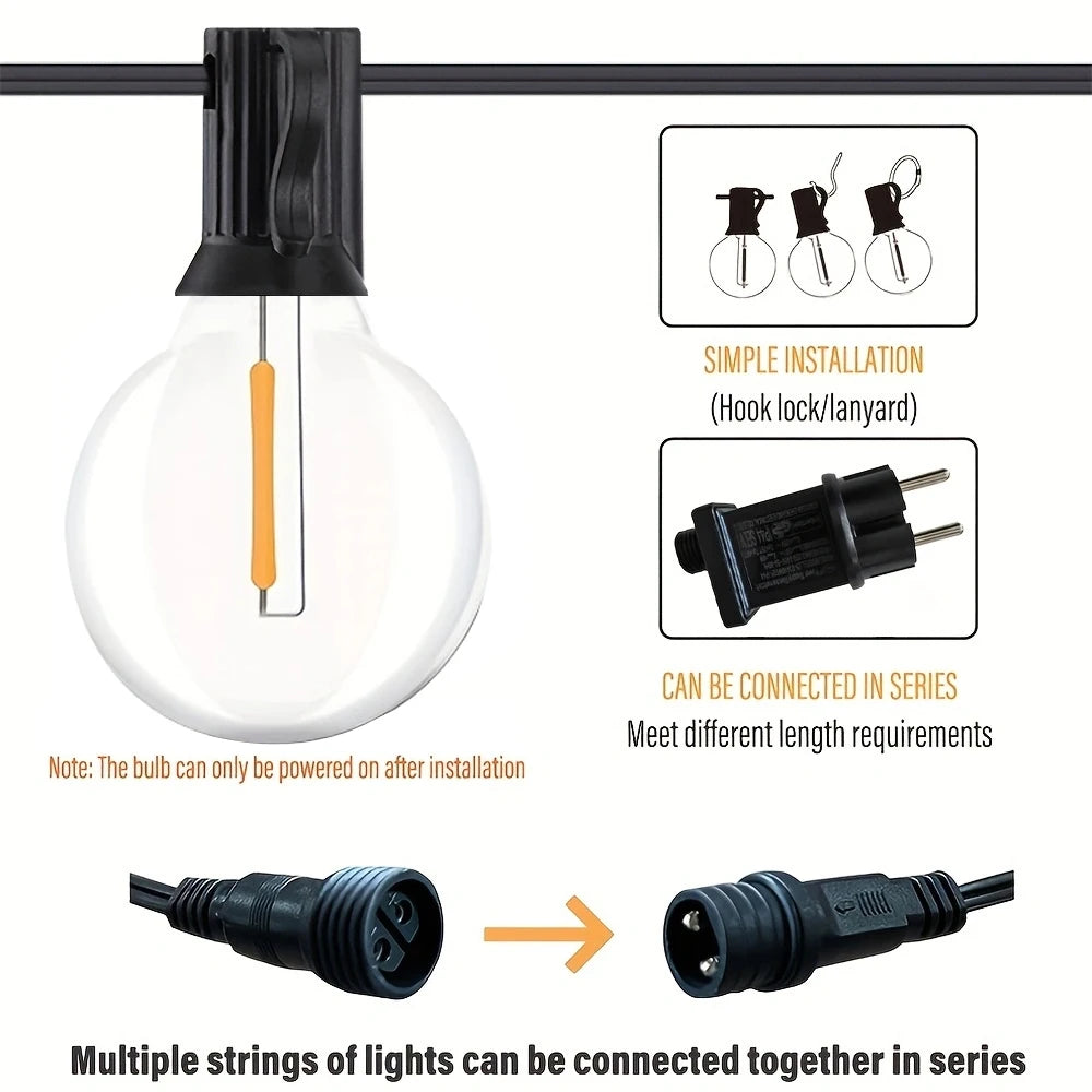 Waterproof LED G40 string lights for outdoor garden and party decor