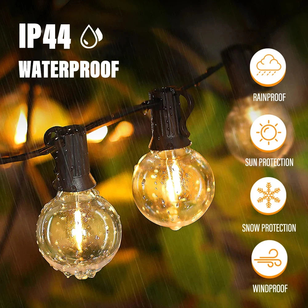 Waterproof LED G40 string lights for outdoor garden and party decor