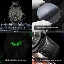 Mens quartz leather watch