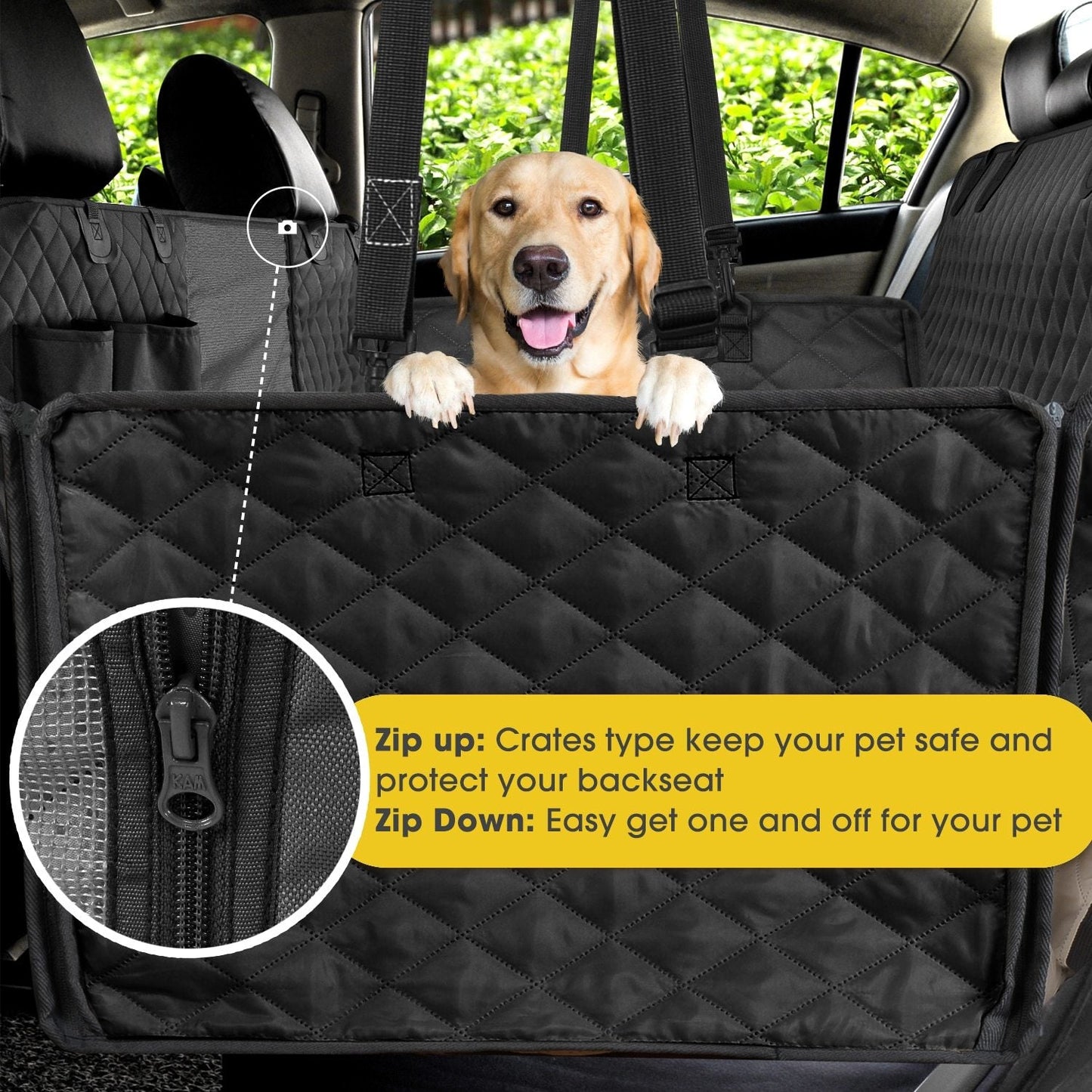 Waterproof pet car seat covers protecting car seats from dirt and spills