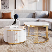 White round nesting coffee table
