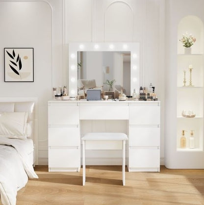 White vanity table mirror
