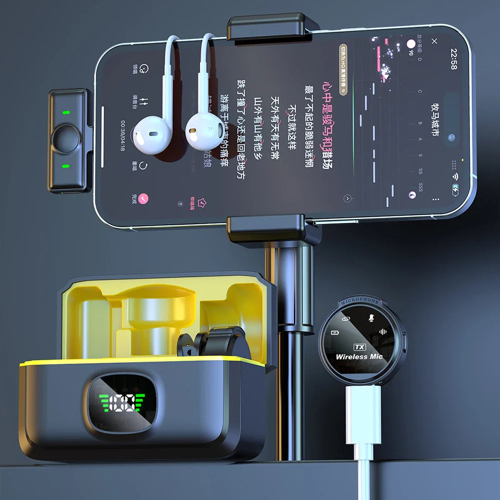 Wireless lavalier microphone with magnetic clip for iPhone and Android