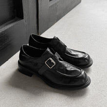 Washed Leather Monk Strap Loafers