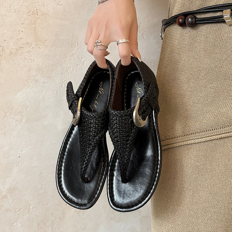 Handwoven Leather Thong Sandals