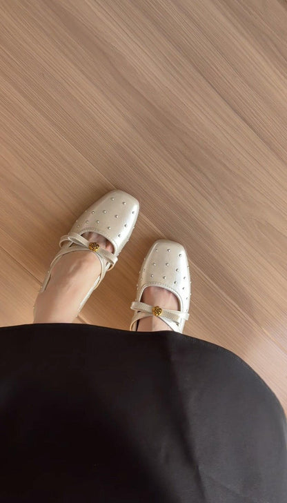 Rhinestone Mary Jane flats
