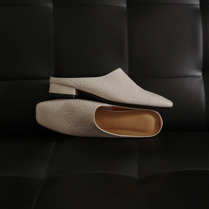 Leather Square Toe Mules