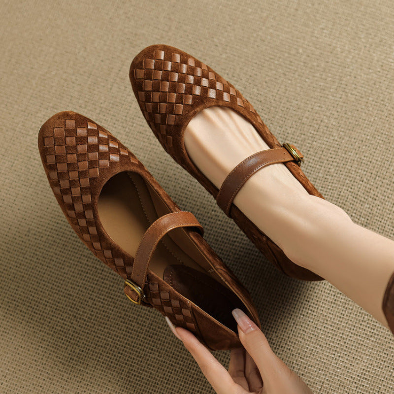 Sheepskin Mary Jane Flats