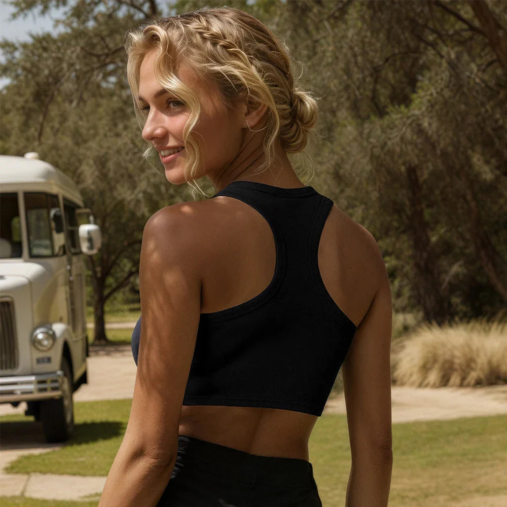Women's seamless sports bra for yoga and gym workouts