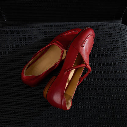 Women leather Mary Jane flats