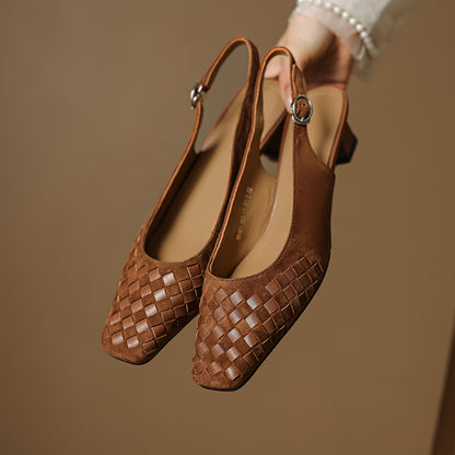 Handmade suede slingback sandals