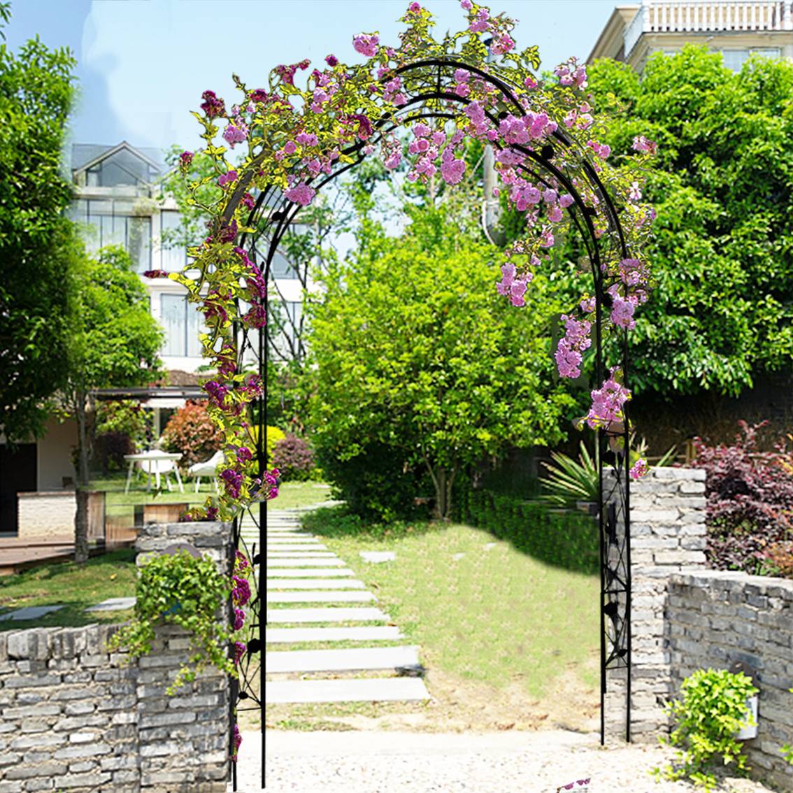 Metal Garden Arch Assemble Freely With 8 Styles Arbor Trellis Climbing Plants Outdoor