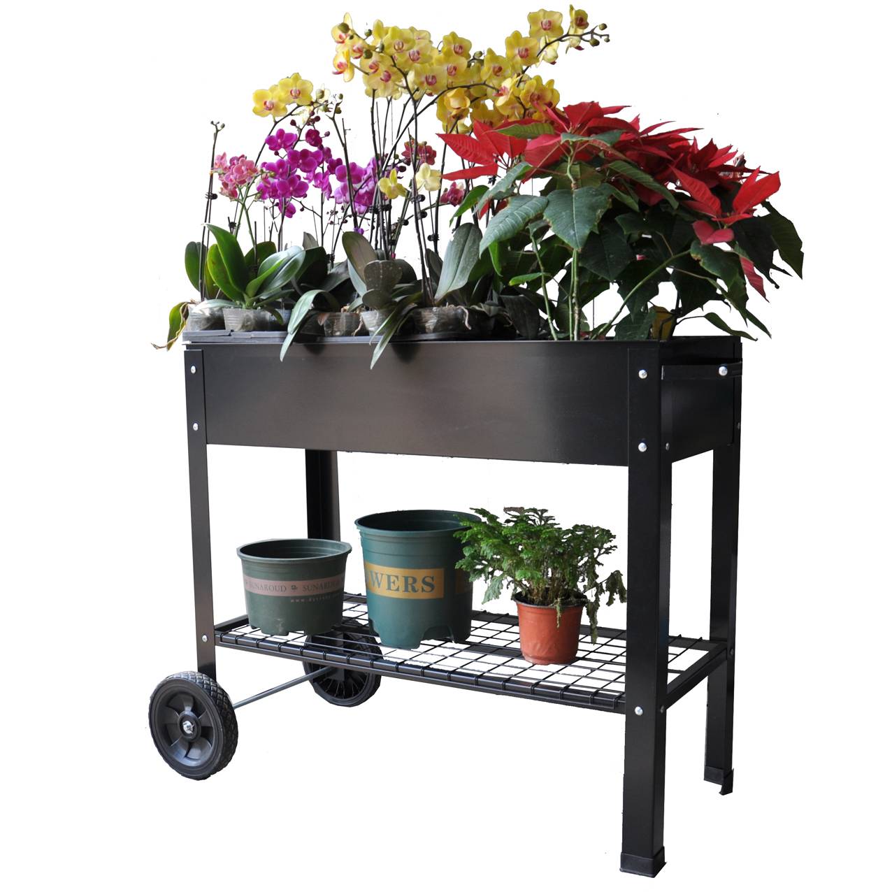 Mobile Metal Raised Garden Bed Cart With Legs For Outdoor House Patio
