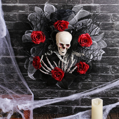 Halloween Skull Rose Wreath