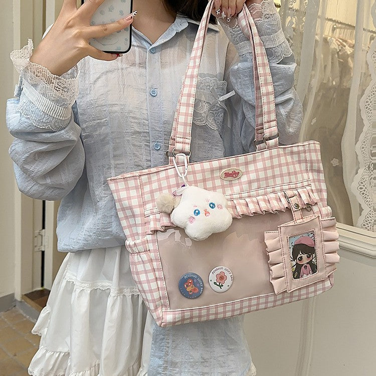 Transparent student shoulder bag for girls cute crossbody tote bag