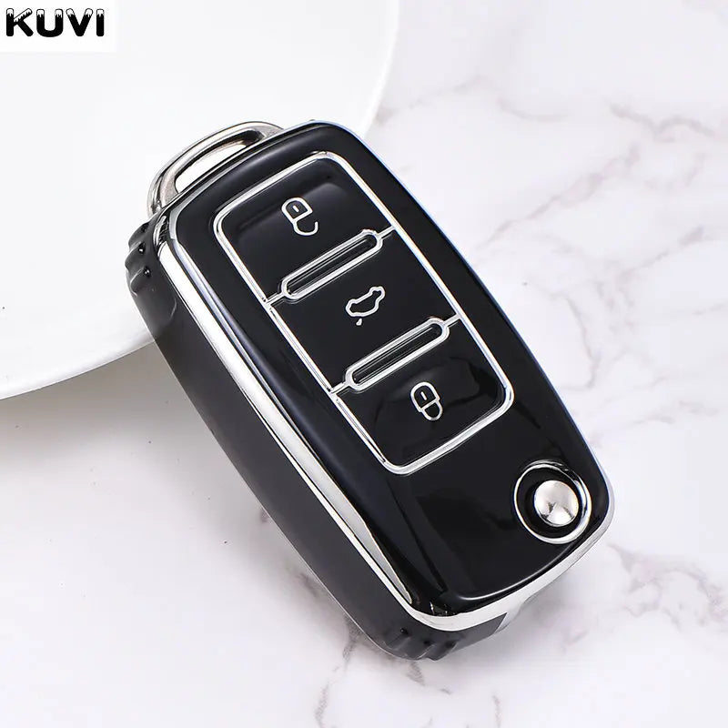 ABS Carbon Car Key Case Cover for VW Polo Tiguan Passat Golf Jetta