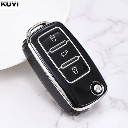 ABS Carbon Car Key Case Cover for VW Polo Tiguan Passat Golf Jetta