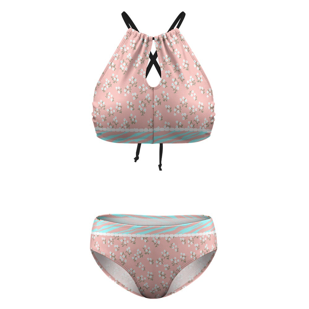 Pink and Blue Soft Beautiful Ladies Bikini Swimsuit. Miami Collection