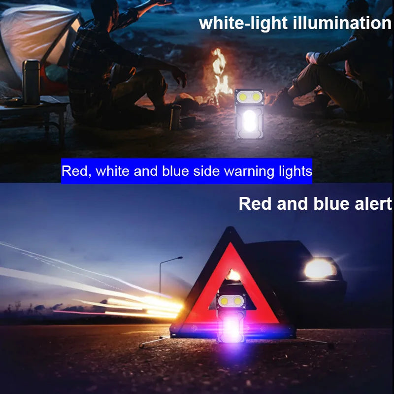 Multifunctional COB Flashlight with Adjustable Angle, Magnetic Base, and Keychain Clip for Outdoor and Emergency Use