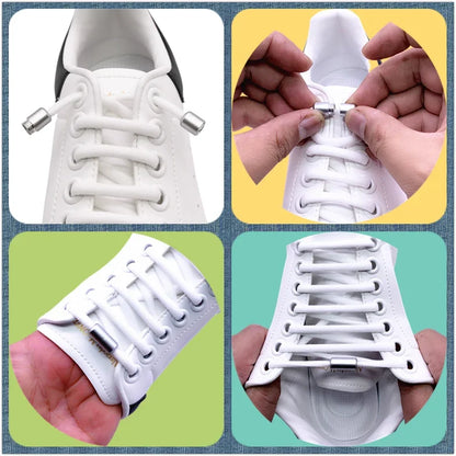 Elastic Lazy Shoelaces in black for sneakers and flats with secure lock system