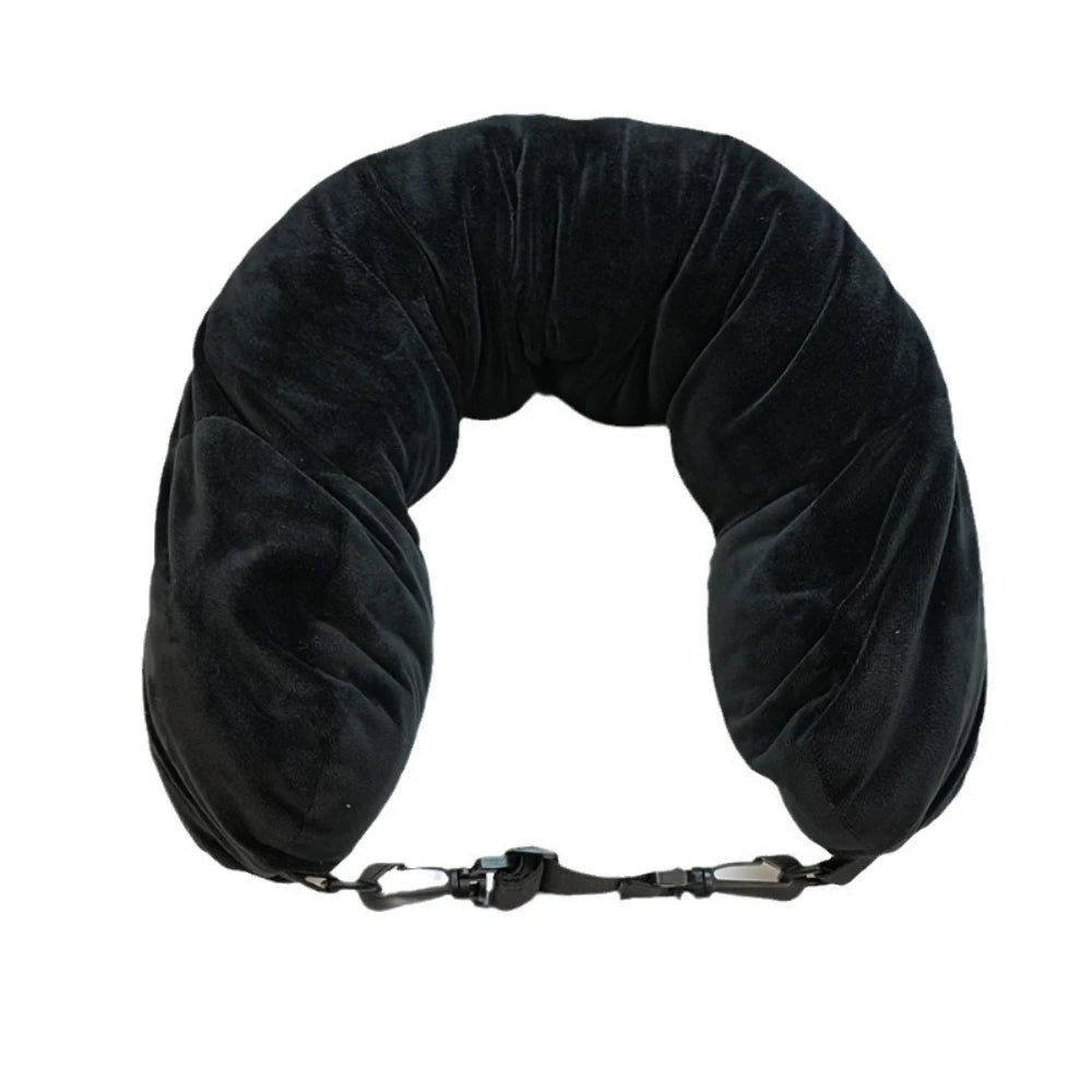 Adjustable travel pillow with neck support and storage pouch for lightweight comfort