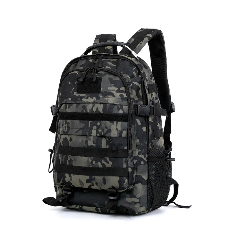 Large capacity hiking backpack with multiple compartments for travel and camping

