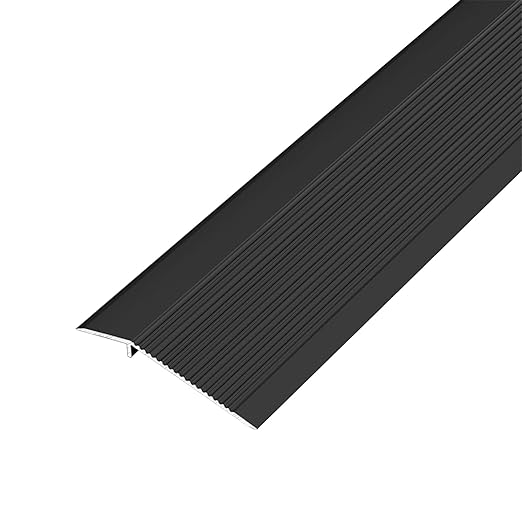Heavy Duty Aluminum Threshold Strip - Anti-Slip Floor Transition for Doorways, Tile & Carpet (Black, 8-Pack)