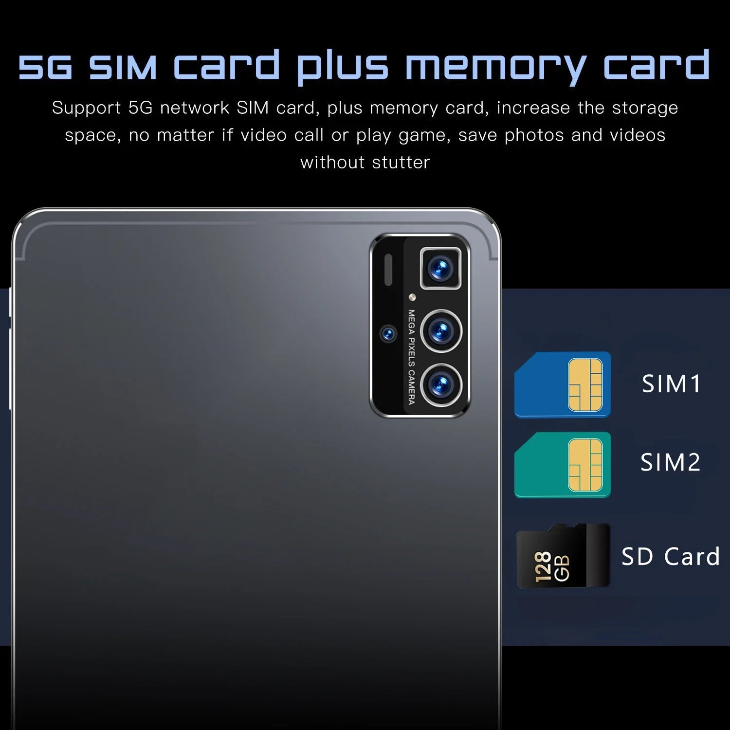 2025 5G Android Tablet with 10.36 inch display, 16GB RAM, 1TB ROM, and 10-core processor