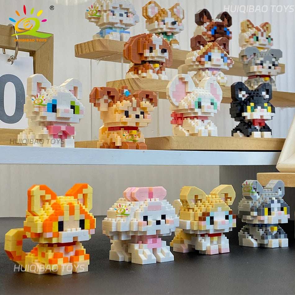 Mini pet building blocks set for creating dog and cat toys with micro bricks

