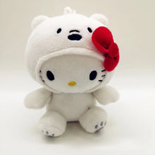 Sanrio plush keychain featuring cute kitty, panda, and bear stuffed toy pendants

