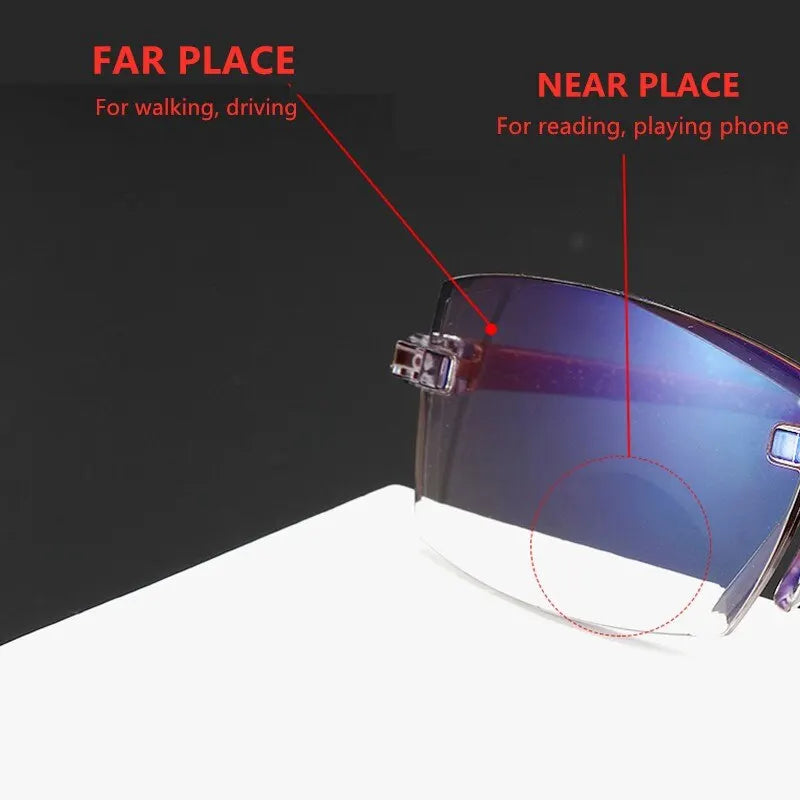 2-Pair New Men Women Rimless Reading Glasses with anti-blue light
