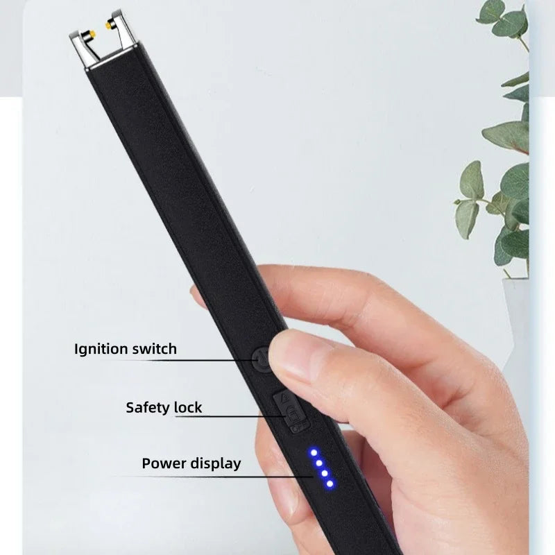 Windproof USB electronic lighter with arc ignition for BBQ and kitchen