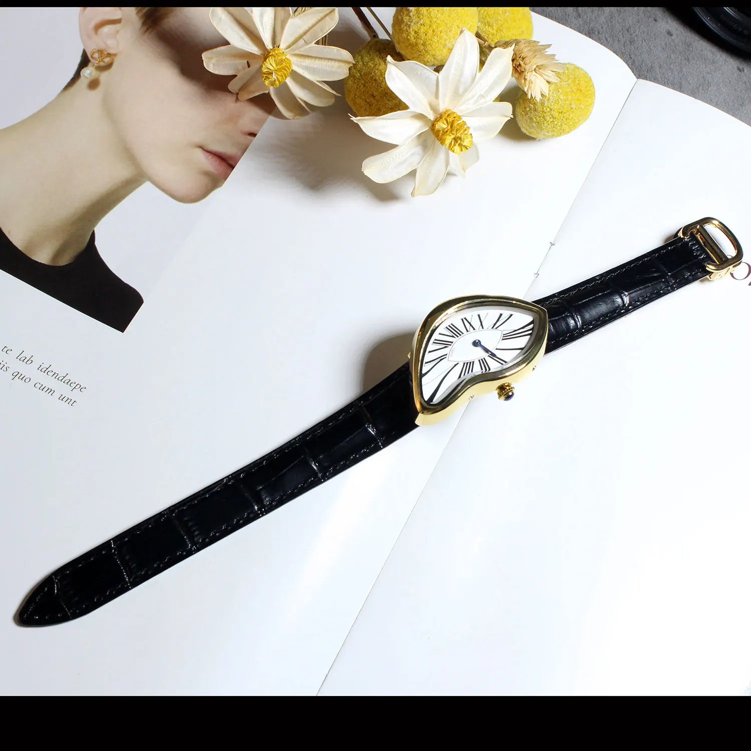 Melted design watch with surreal artistic look for modern home or office

