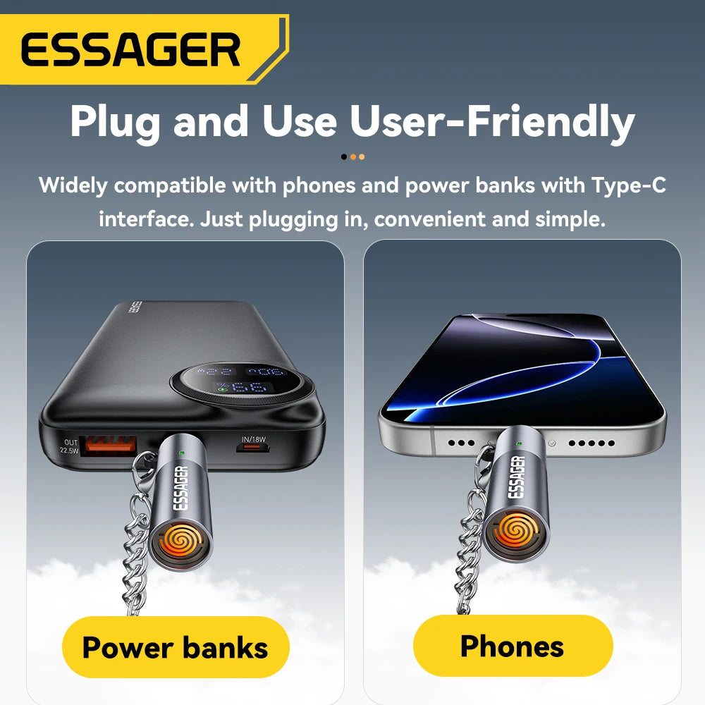 Flameless USB-C lighter with tungsten wire for safe air travel