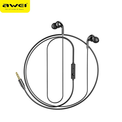 Awei Wired Headphones with Stereo Bass, Mic, and In-Line Control for Phones