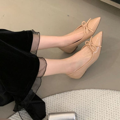 Low-cut Women's Gentle Bow Shoes 2025 New Style, Elegant French Hidden Wedge Flat Shoes, Slip-on Pointed Toe