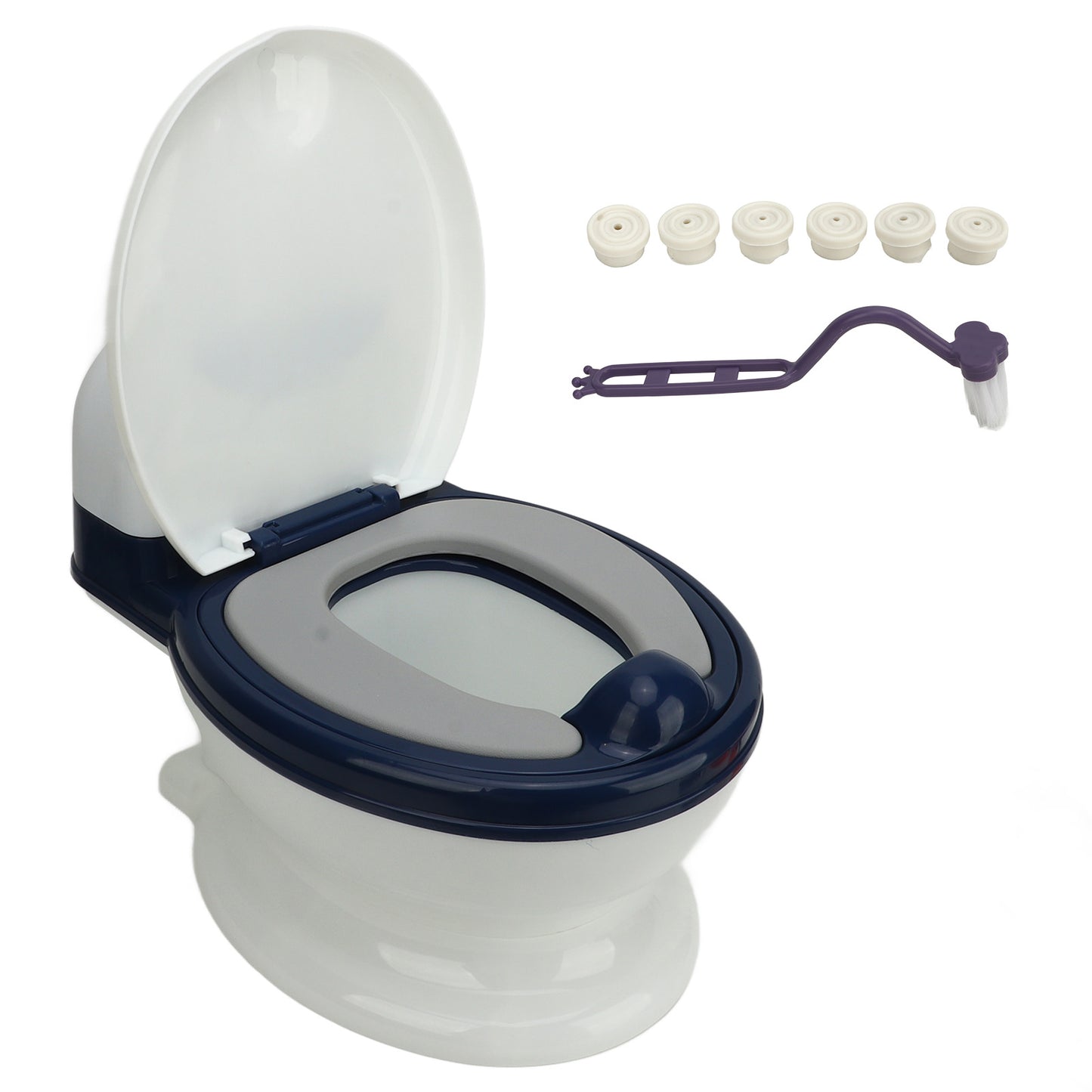 Toddler Transition Potty Trainer Detachable Cleansing Prevent Slip Soft PU Cushion Potty Training Toilet Blue White