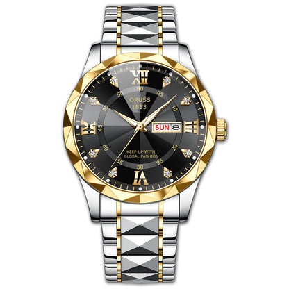 Dual-calendar Mens Quartz Casual Watch