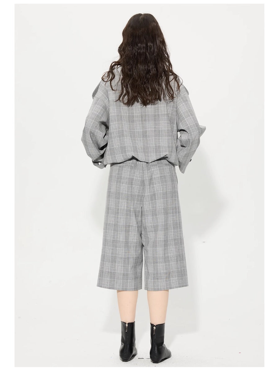 Houndstooth Jacket and Cropped Pants Set