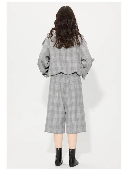 Houndstooth Jacket and Cropped Pants Set