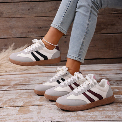 Large Size Color Blocked Round Toe Women's Shoes