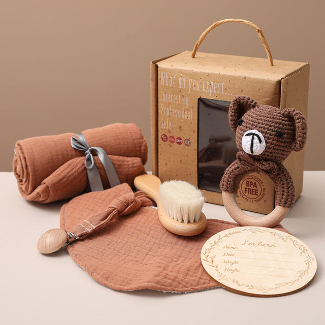 Bopoobo baby bath toys set with swaddle wrap and milestone cards for baby

