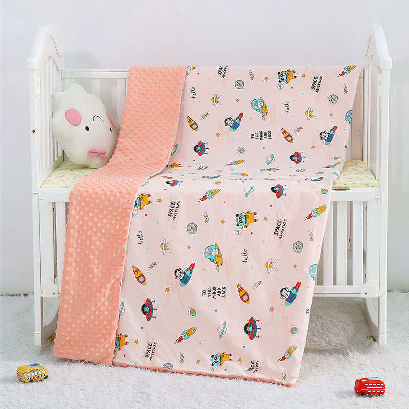 Soft cartoon baby blankets for children in stroller and crib use

