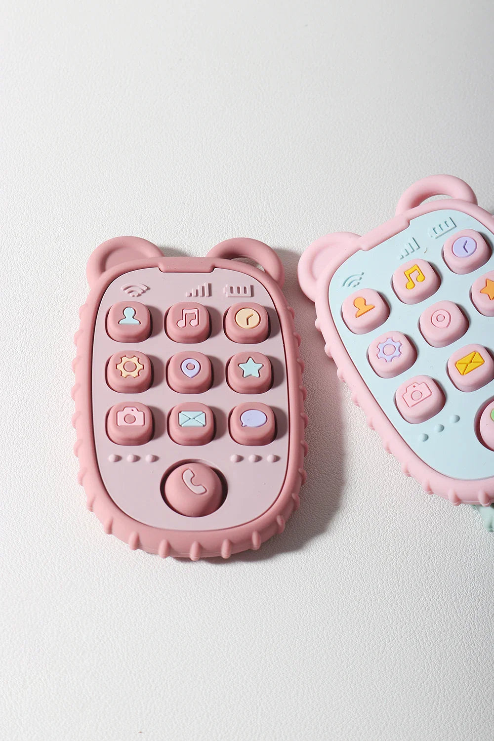 Colorful baby phone teething toy safe for chewing and learning

